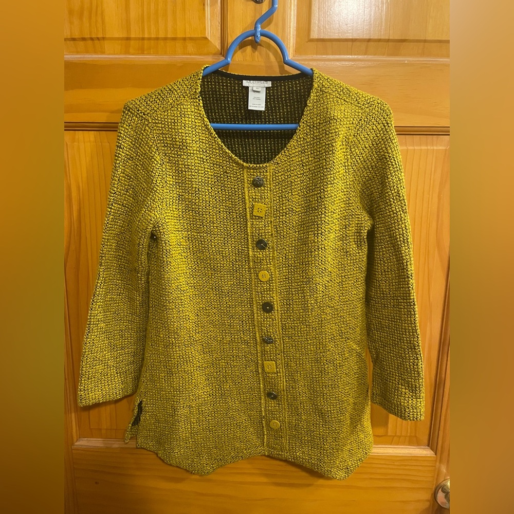 Multiples Yellow Knit Top with Buttons